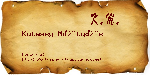 Kutassy Mátyás névjegykártya
